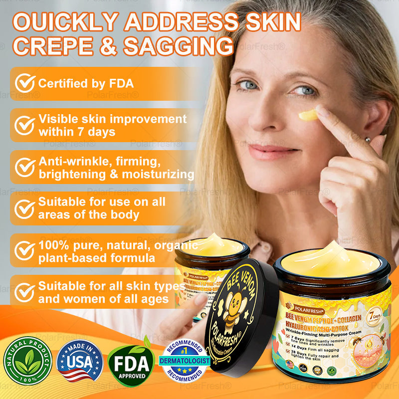 🗽Made & Shipped from USA | Clinically Proven: PolarFresh® Bee Venom Comprehensive Cream with bee venom peptides, botulinum toxin, hyaluronic acid, and collagen💧. Targets wrinkles, fine lines, sagging, stretch marks, dark spots and more