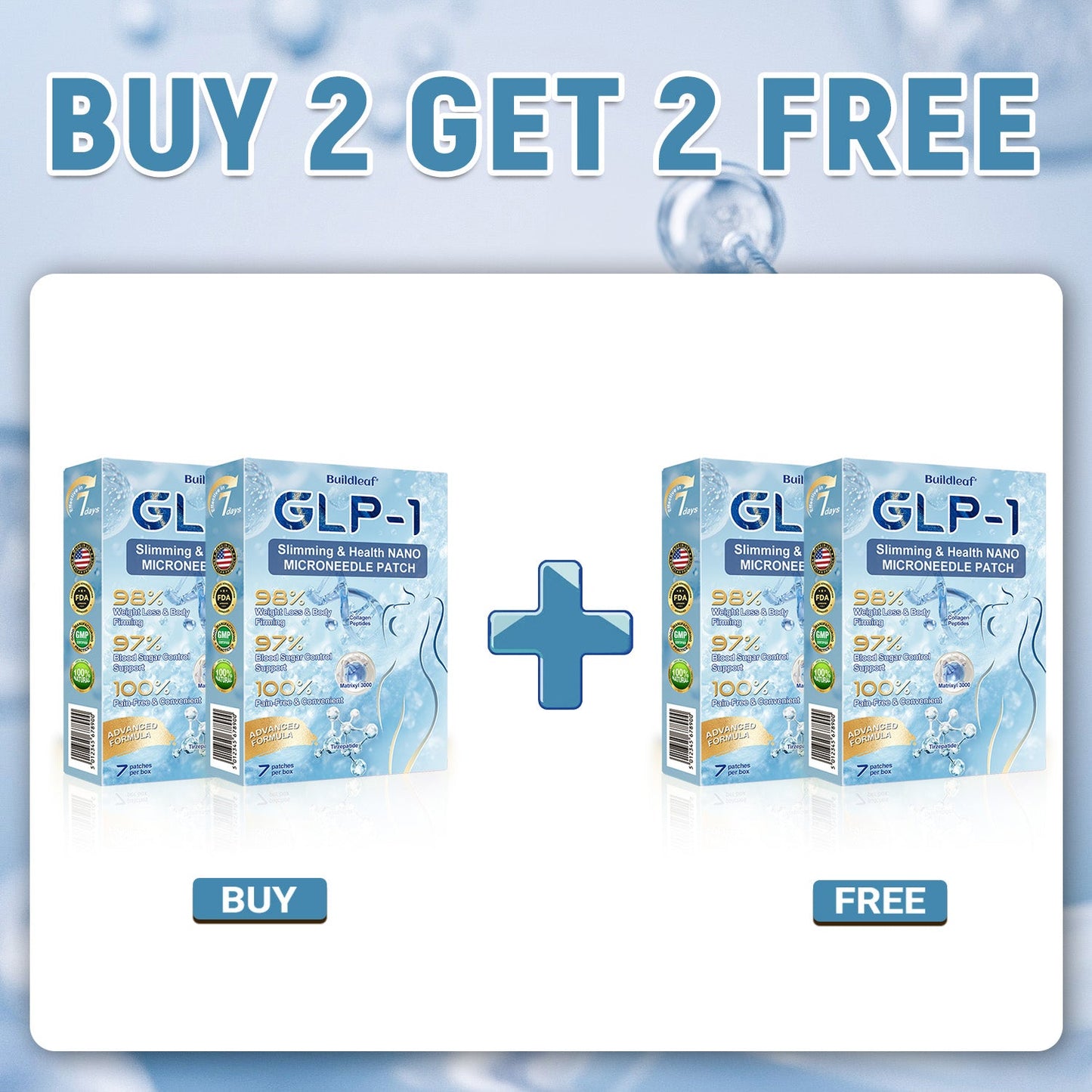 C US 🏥FDA Store | 𝐵uil𝗱𝐿ea𝐟® 𝑺𝑀𝗚T-𝑮𝐋𝑃-1 𝐒limming & 𝐻ealth 𝑁ano 𝑀icroneedle 𝑃atch with Collagen & Matrixyl 3000 丨Obesity,Cardiovascular Diseas, Diabetes, Sleep Apnea, Joint Problems and More